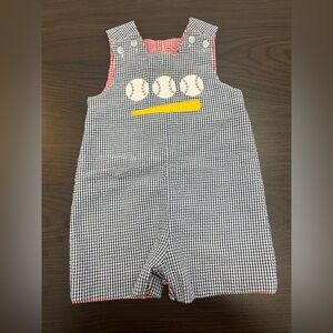 The Bailey Boys Reversible john John Seersucker Overalls Navy Red Gingham